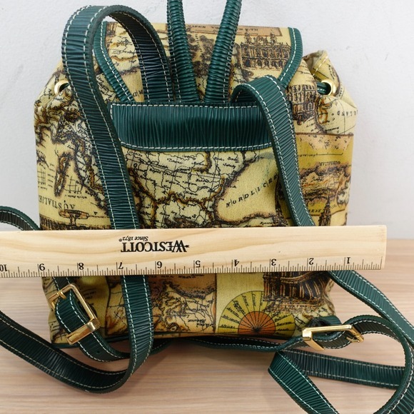 VTG Vittorio Godi World Map Mini Backpack Beige Green Atlas‎ PVC Eclectic Travel main image 8